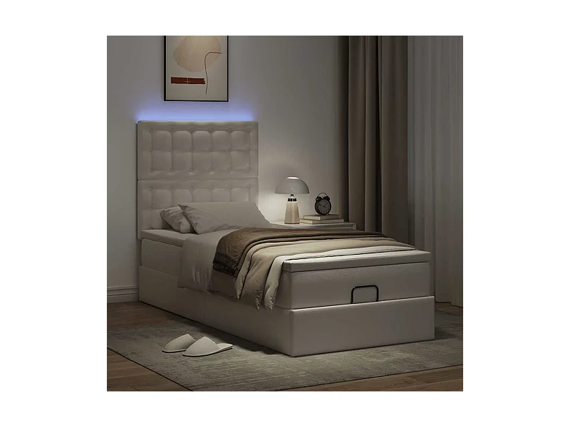 Ottoman bed met matras en LED's 80x200 cm kunstleer wit