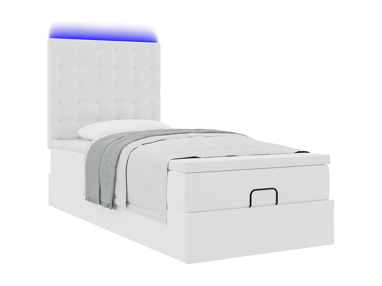 Cadre de lit ottoman avec matelas blanc 80x200 cm similicuir