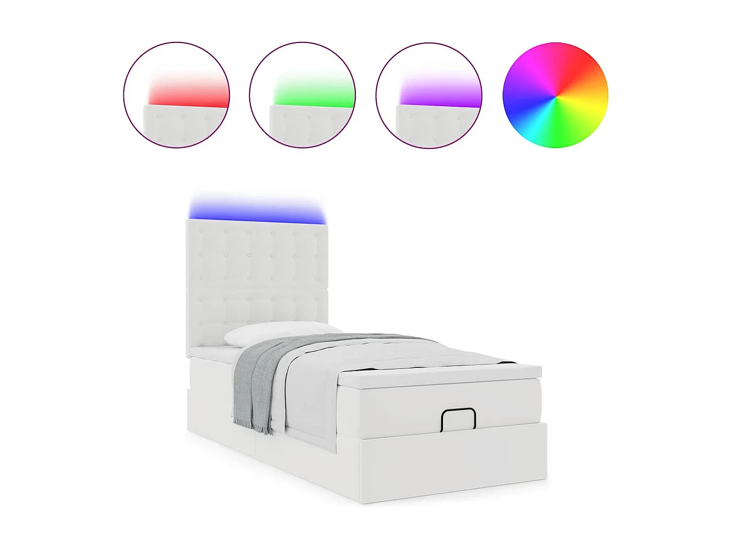 Cadre de lit ottoman avec matelas blanc 80x200 cm similicuir