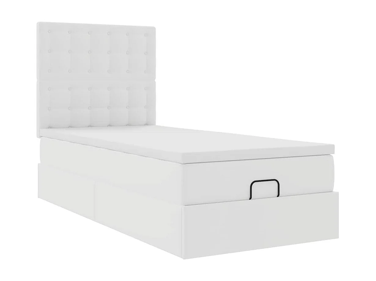 Cadre de lit ottoman avec matelas blanc 80x200 cm similicuir