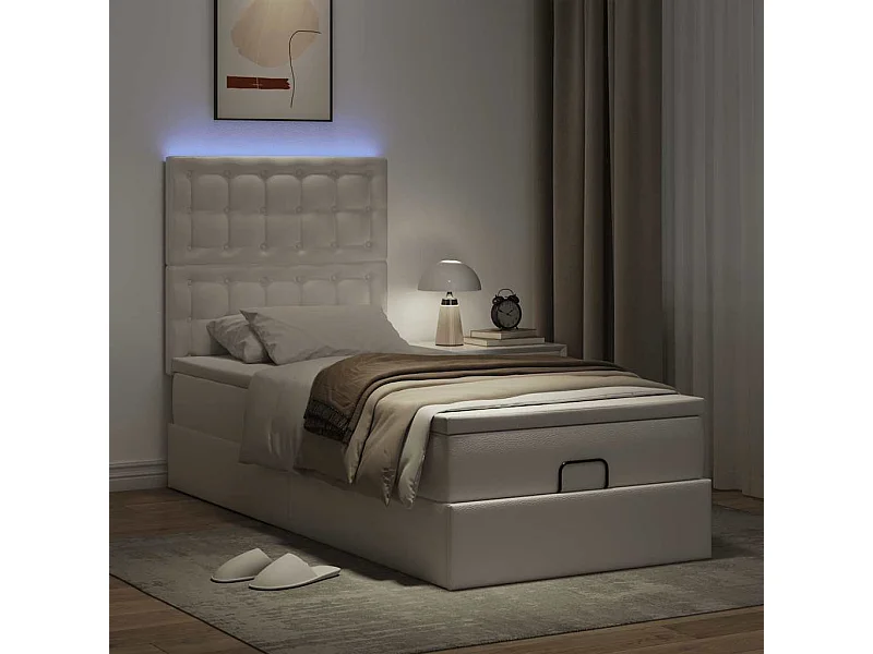 Ottoman bed met matras en LED's 80x200 cm kunstleer wit