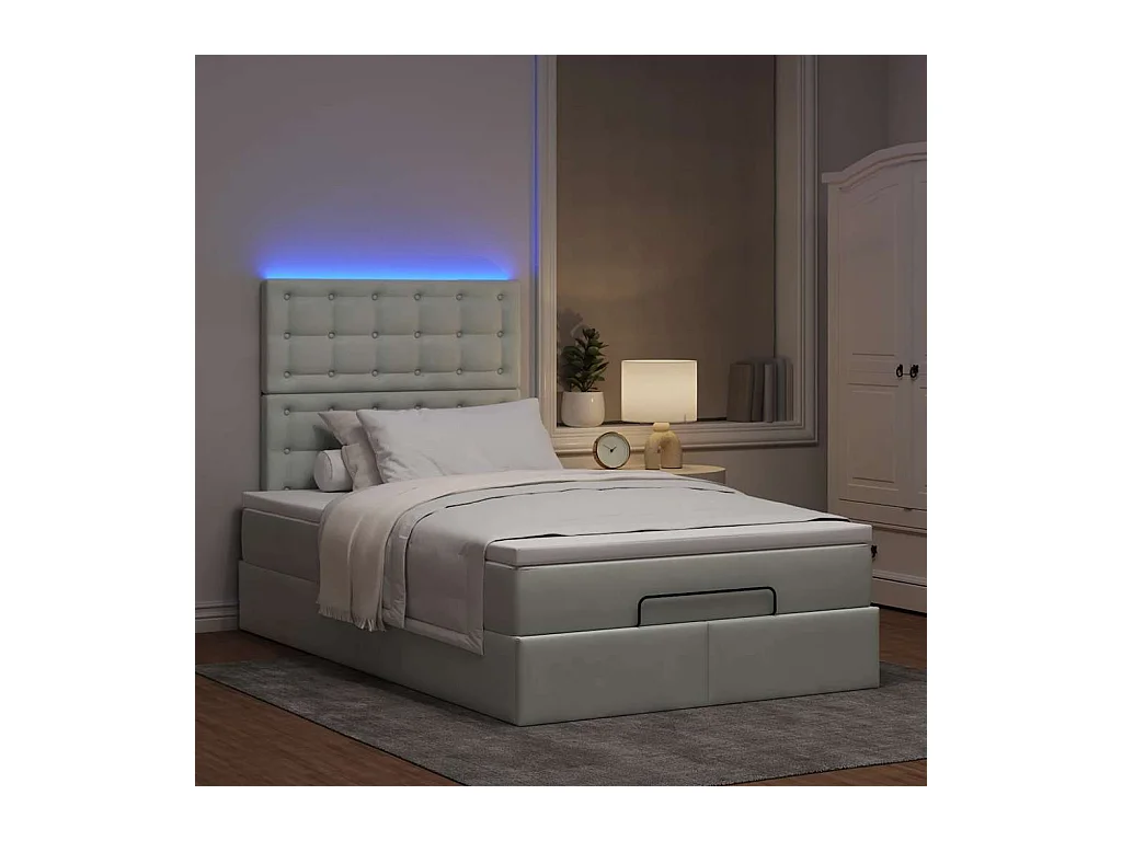 Cadre de lit ottoman avec matelas gris clair 120x190 cm velours