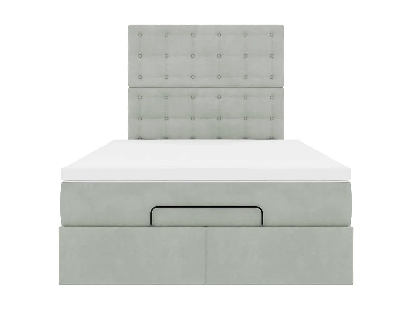 Cadre de lit ottoman avec matelas gris clair 120x190 cm velours