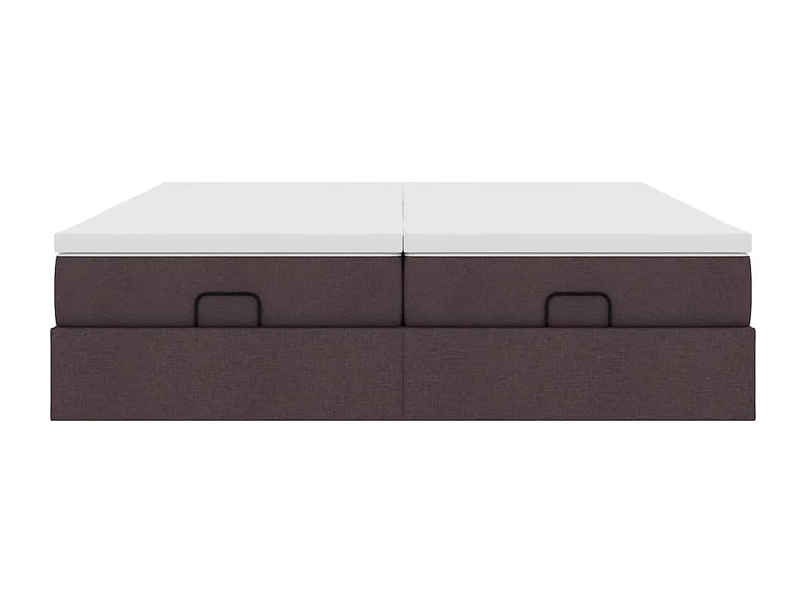 Estrutura de cama otomana com colchões tecido castanho escuro