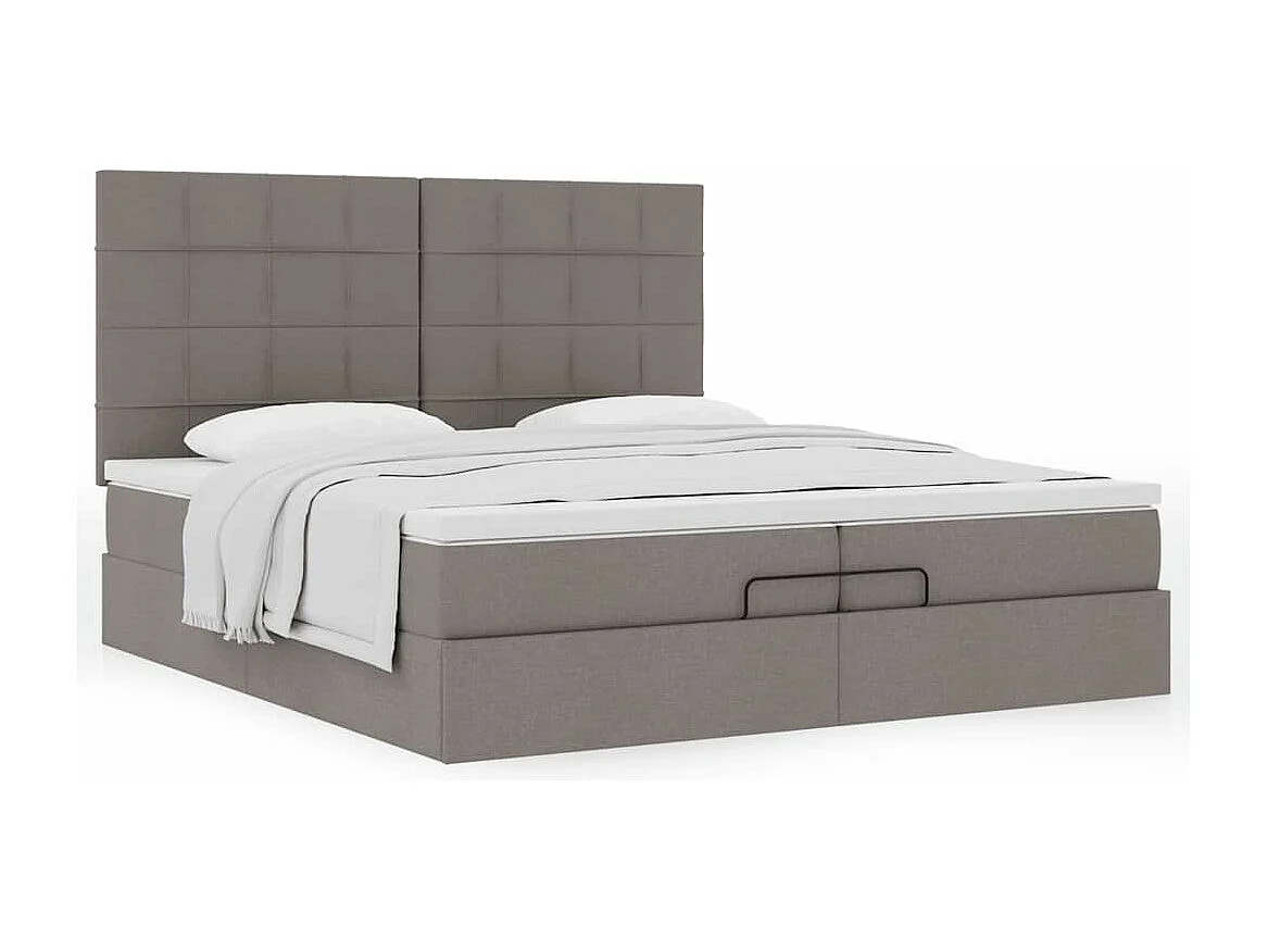 Cadre de lit ottoman avec matelas taupe 200x200cm tissu