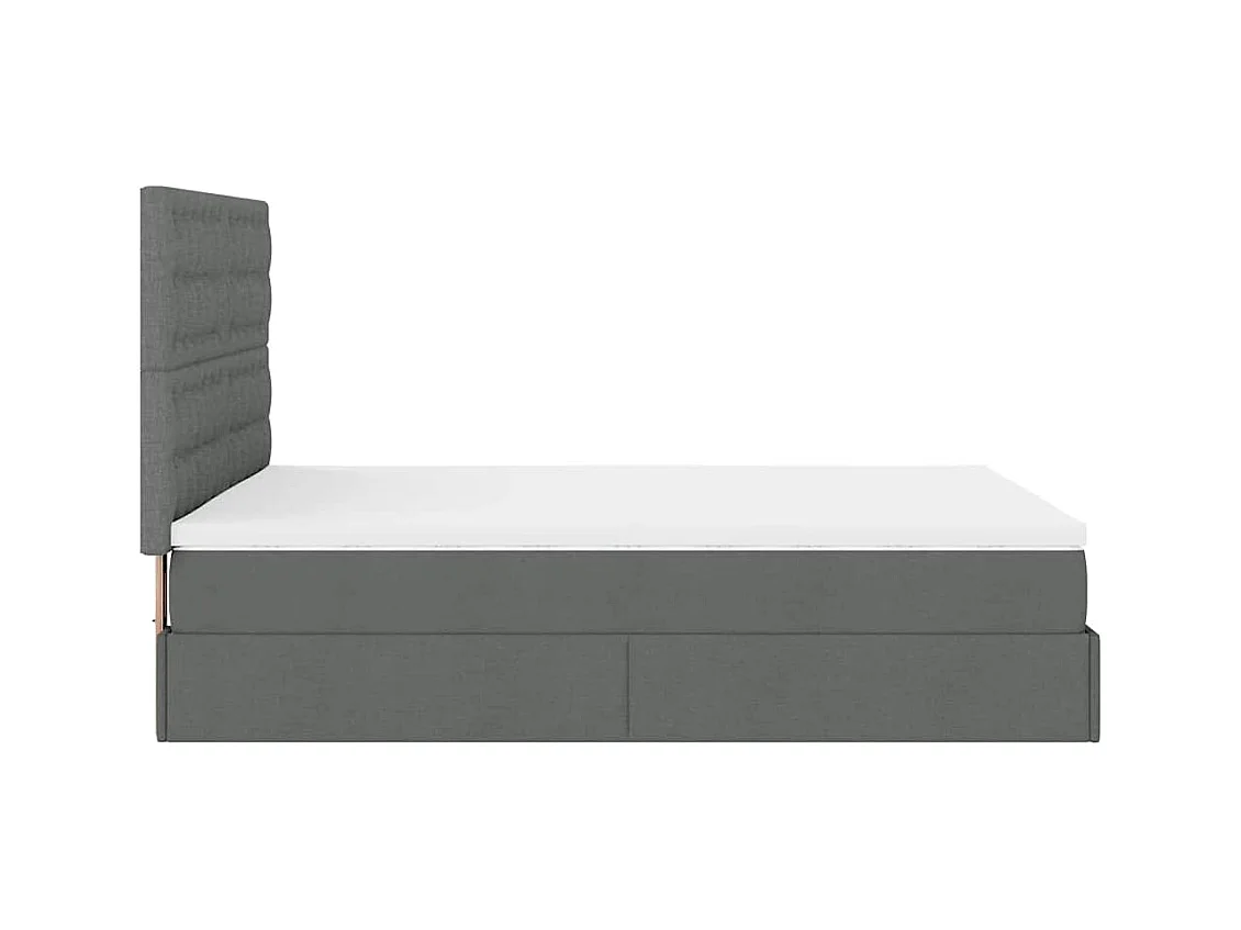 Cadre de lit ottoman avec matelas gris foncé 140x200 cm tissu