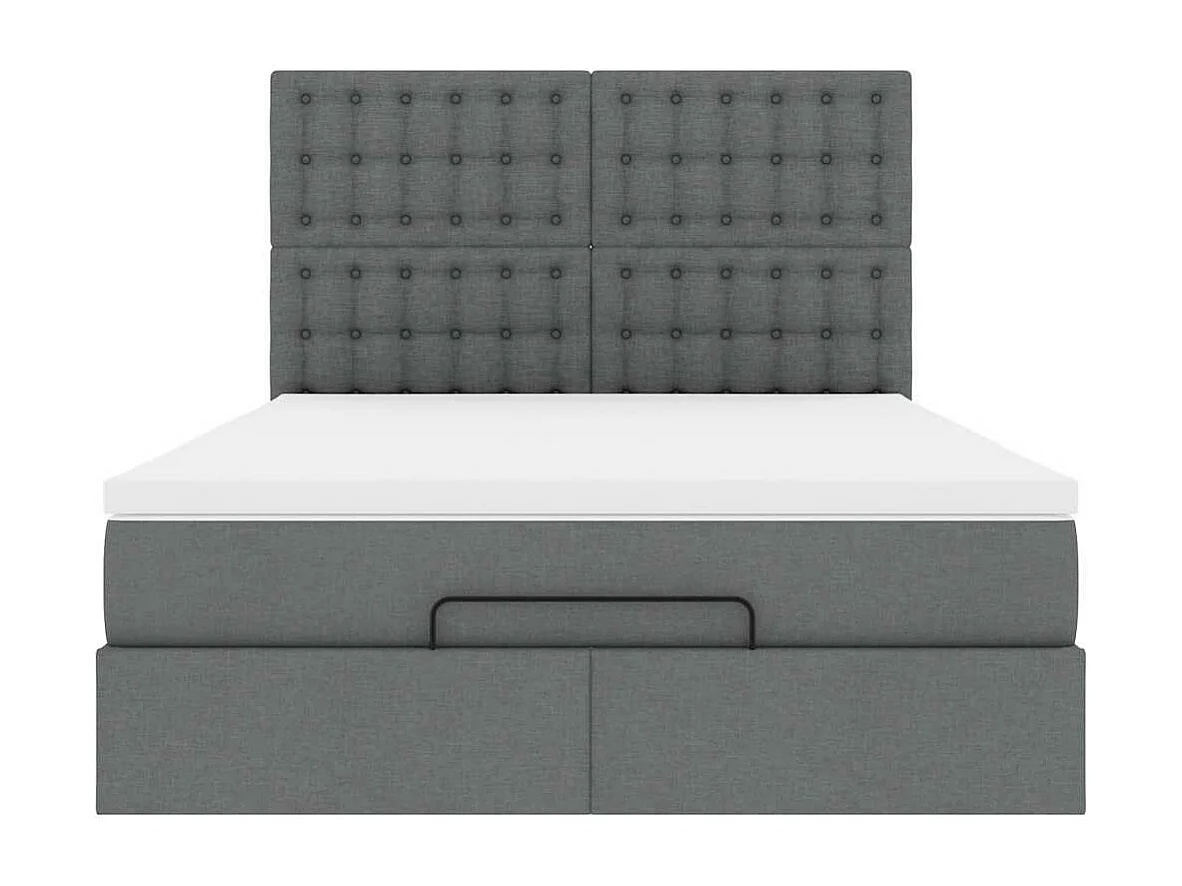 Cadre de lit ottoman avec matelas gris foncé 140x200 cm tissu