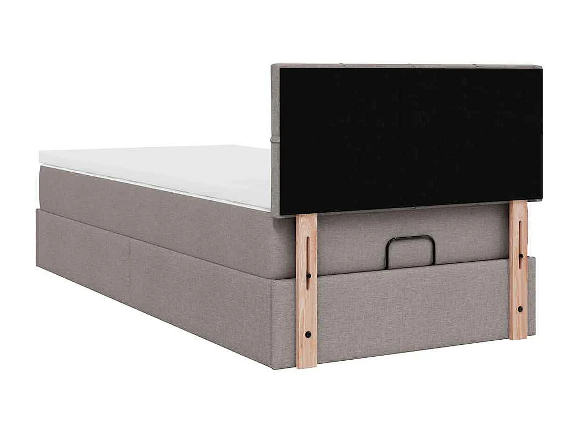 Cadre de lit ottoman avec matelas taupe 90x190 cm tissu