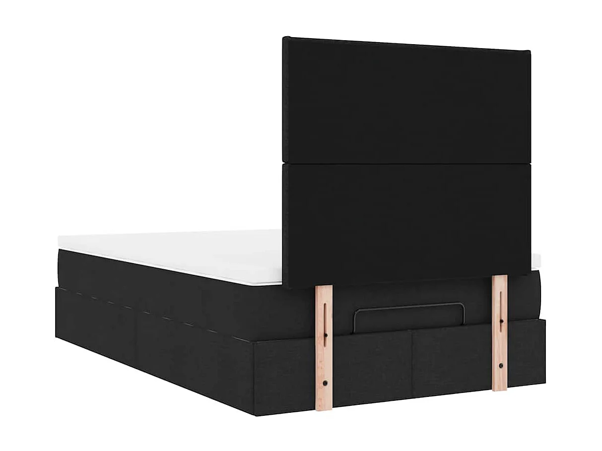 Cadre de lit ottoman avec matelas noir 120x200cm tissu