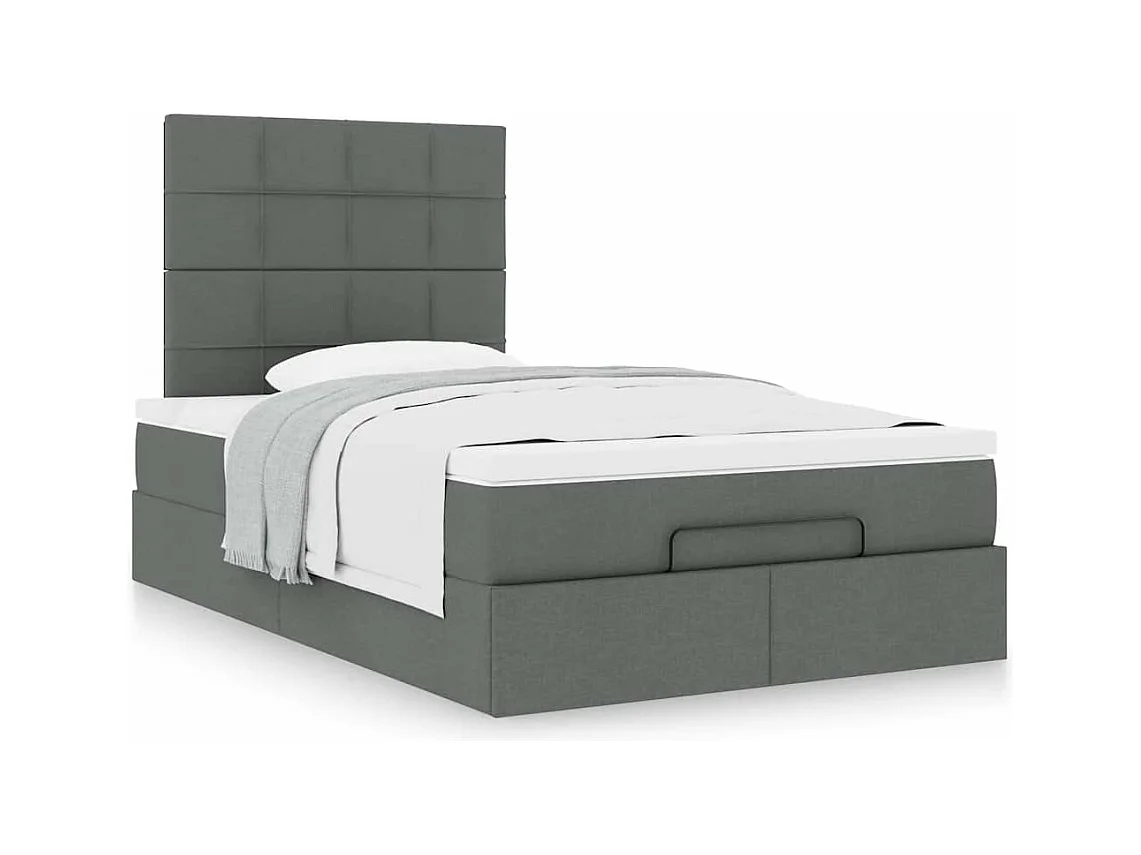 Cadre de lit ottoman avec matelas gris foncé 120x190 cm tissu
