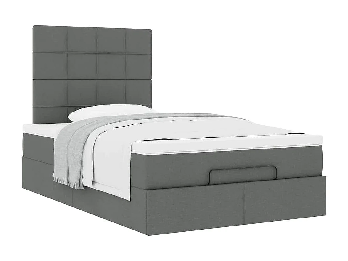 Cadre de lit ottoman avec matelas gris foncé 120x190 cm tissu
