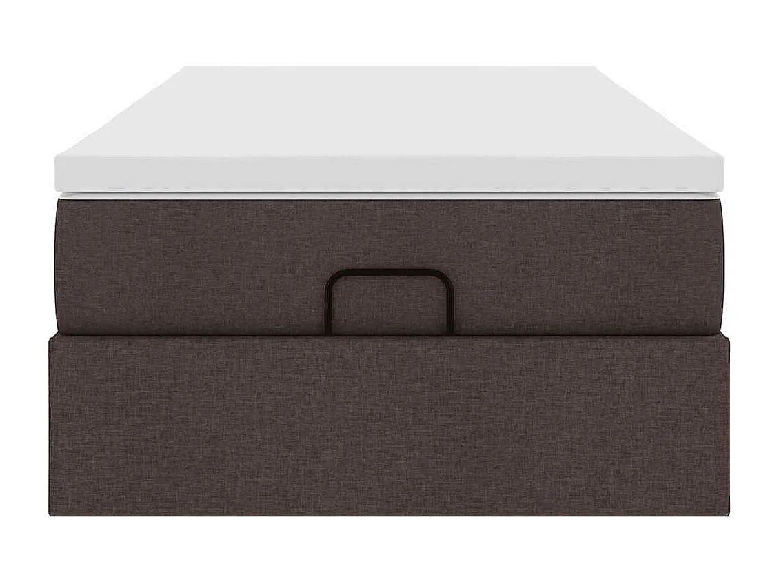 Cadre de lit ottoman avec matelas marron foncé 100x200 cm tissu