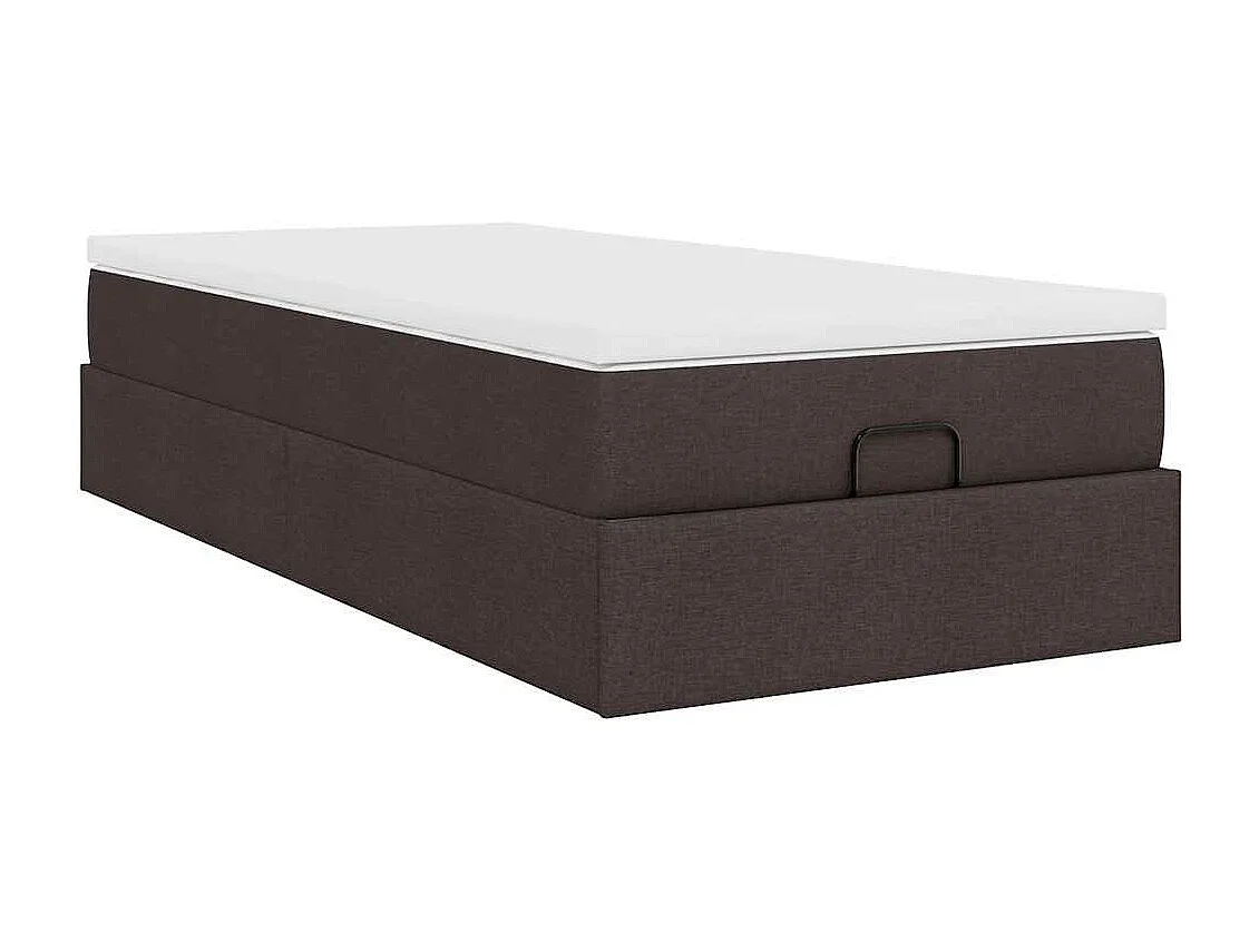 Cadre de lit ottoman avec matelas marron foncé 100x200 cm tissu