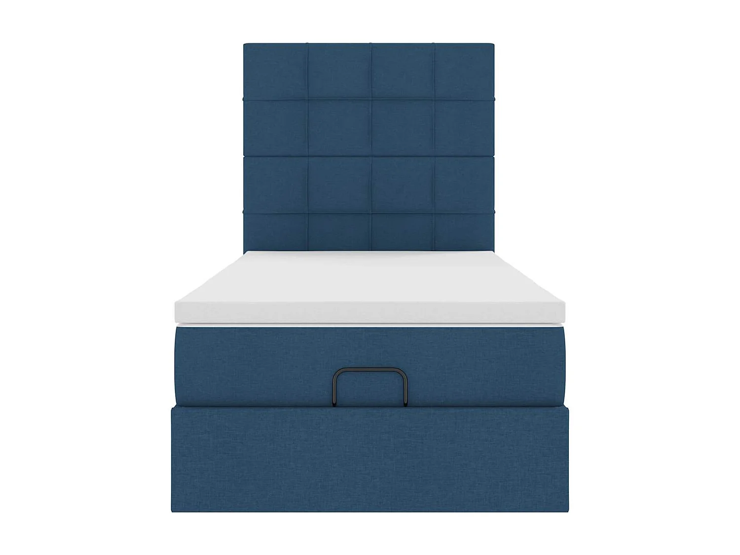 Cadre de lit ottoman avec matelas bleu 90x190 cm tissu