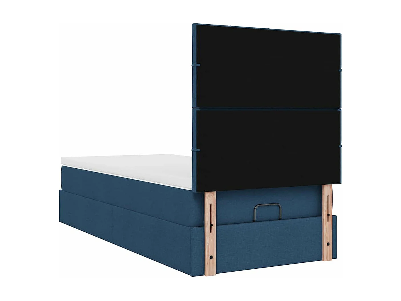 Cadre de lit ottoman avec matelas bleu 90x190 cm tissu
