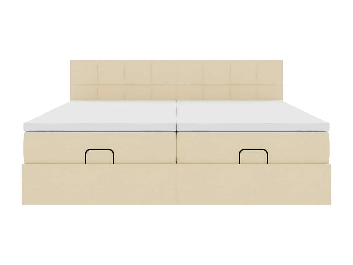 Estructura de cama otomana con colchones tela crema 160x200cm