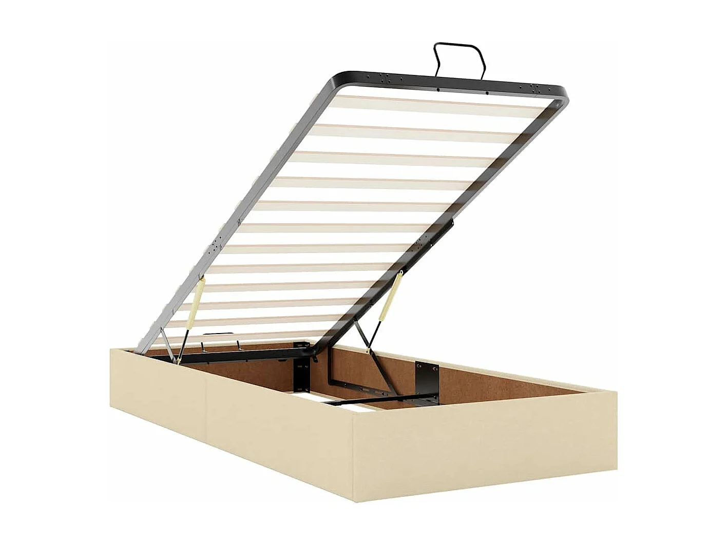 Estructura de cama otomana con colchones tela crema 160x200cm