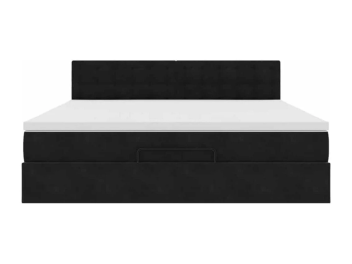 Cadre de lit ottoman avec matelas noir 160x200 cm velours
