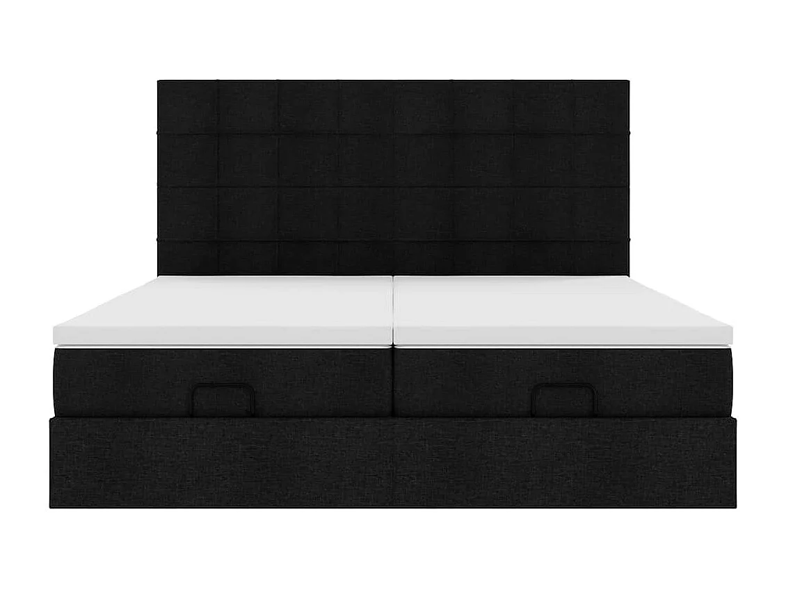 Estructura de cama otomana con colchones tela negra 180x200cm