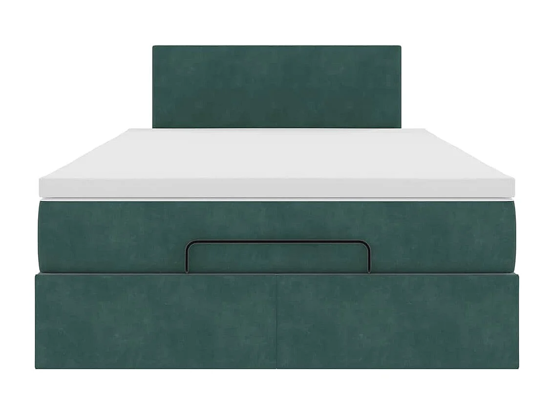 Cadre de lit ottoman avec matelas vert foncé 120x200 cm velours