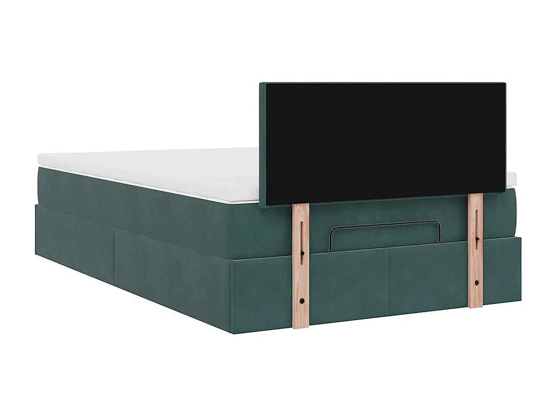 Cadre de lit ottoman avec matelas vert foncé 120x200 cm velours