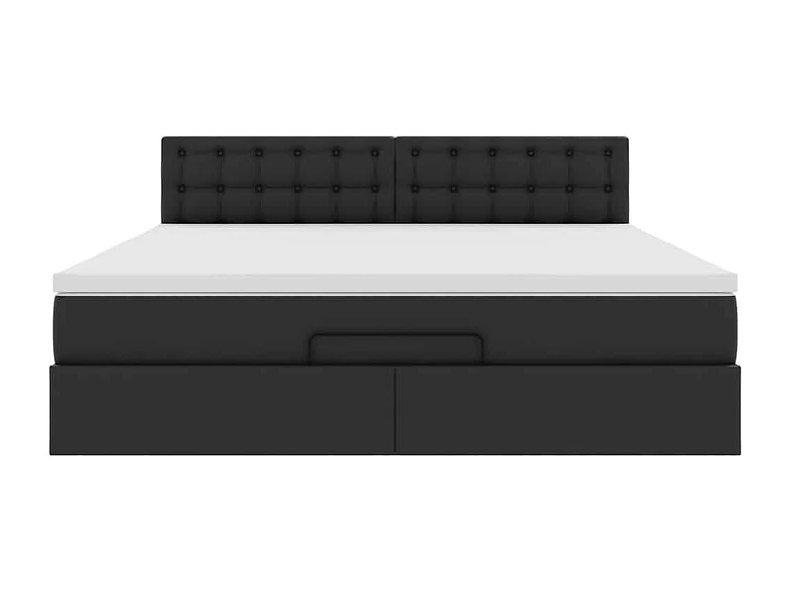 Cadre de lit ottoman avec matelas noir 160x200 cm similicuir