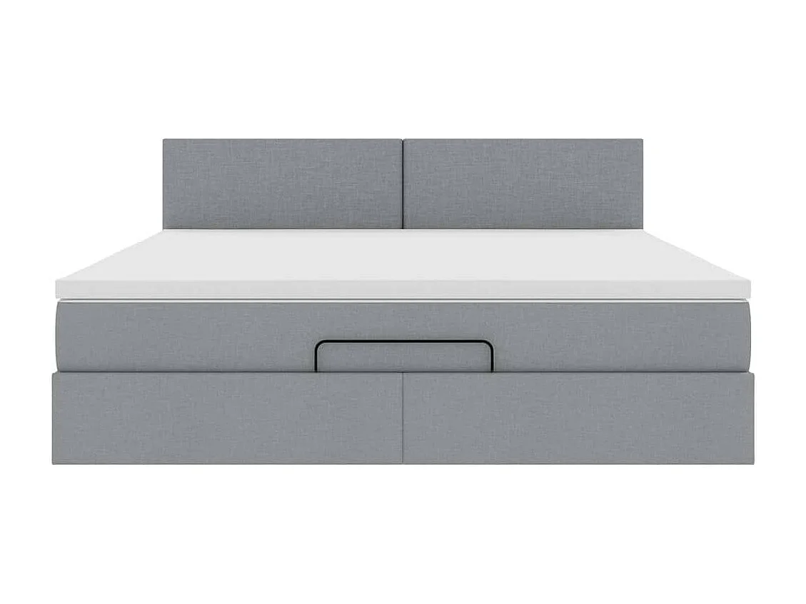 Lit ottoman avec matelas gris clair 160x200 cm tissu