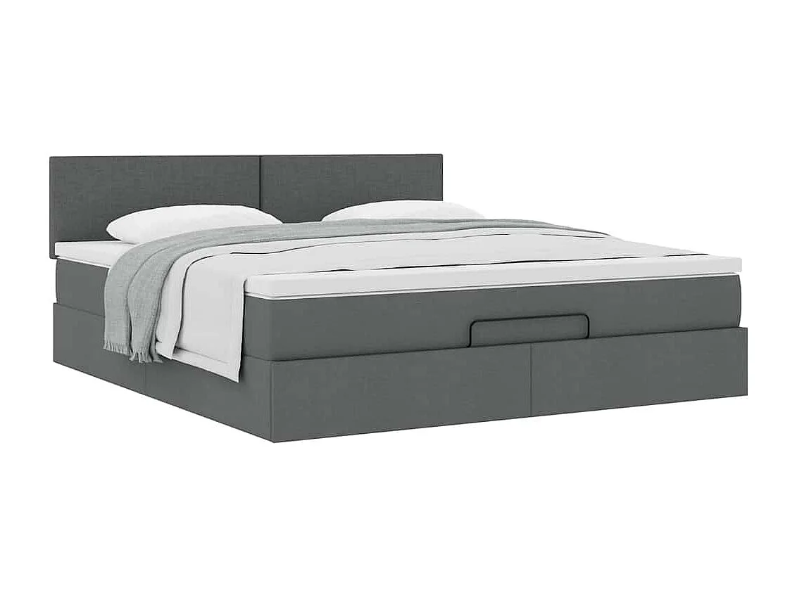 Ottoman bed met matras 160x200cm stof donkergrijs