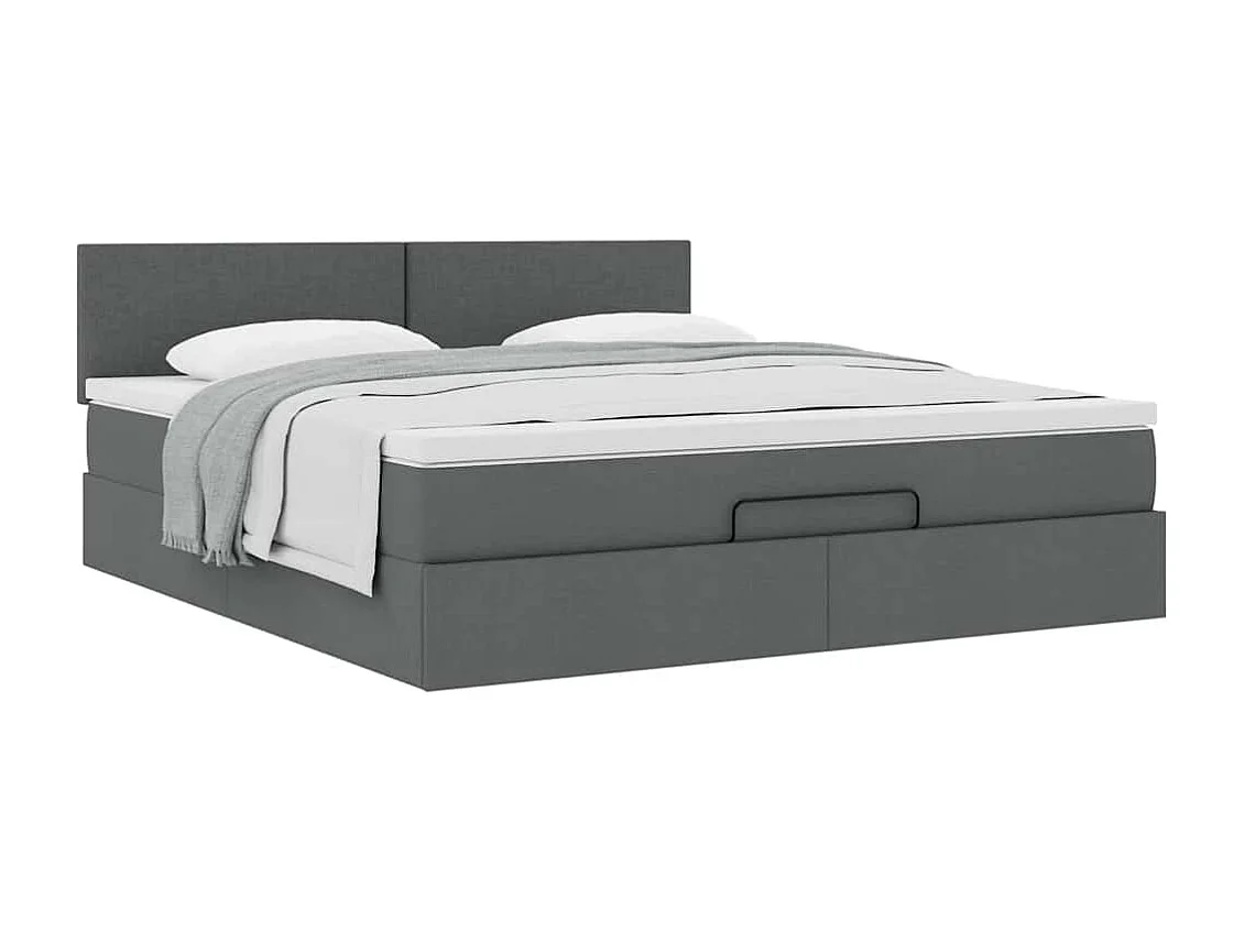 Ottoman bed met matras 160x200cm stof donkergrijs