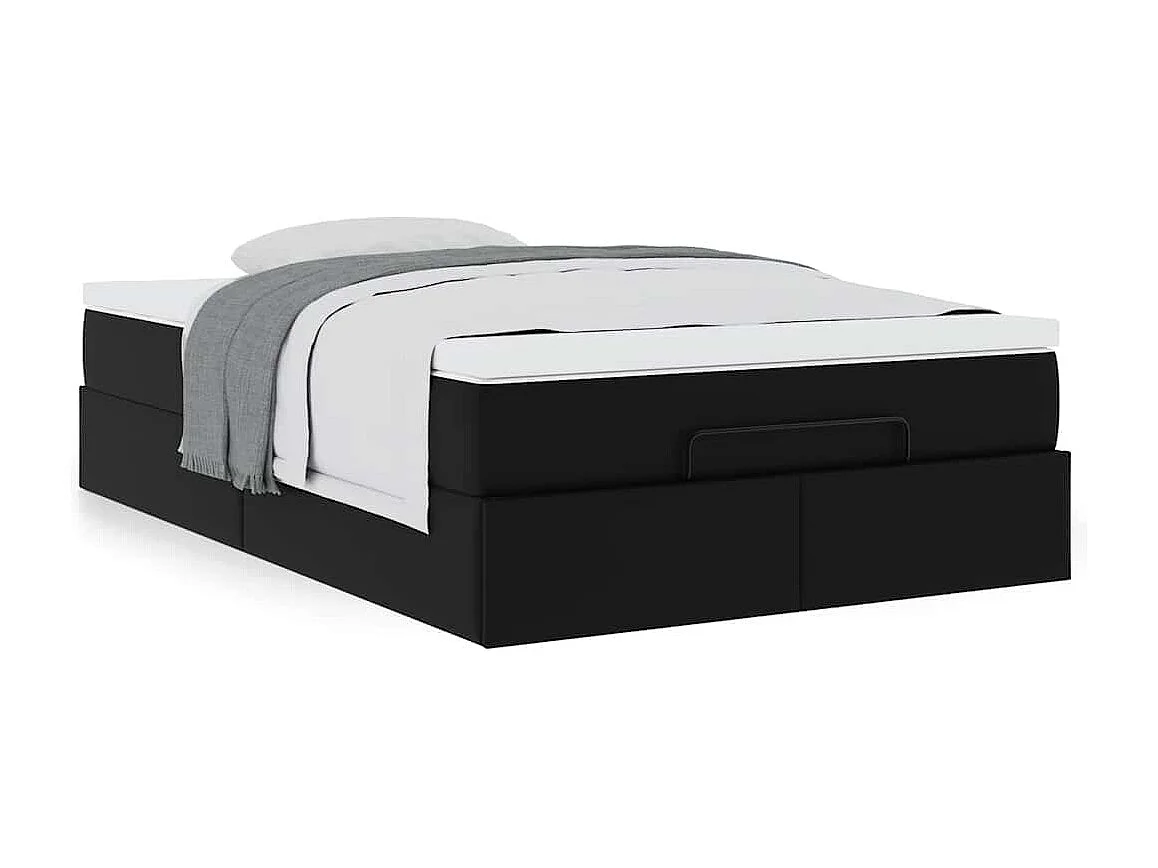 Cadre de lit ottoman avec matelas noir 120x190 cm similicuir