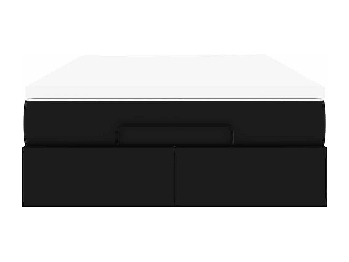 Cadre de lit ottoman avec matelas noir 120x190 cm similicuir