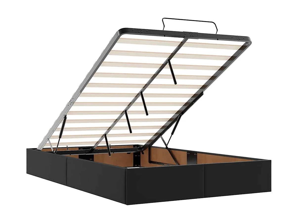 Cadre de lit ottoman avec matelas noir 120x190 cm similicuir