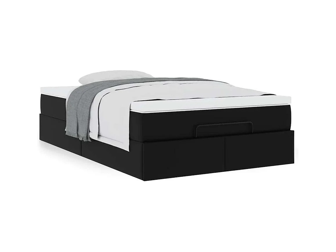 Cadre de lit ottoman avec matelas noir 120x190 cm similicuir