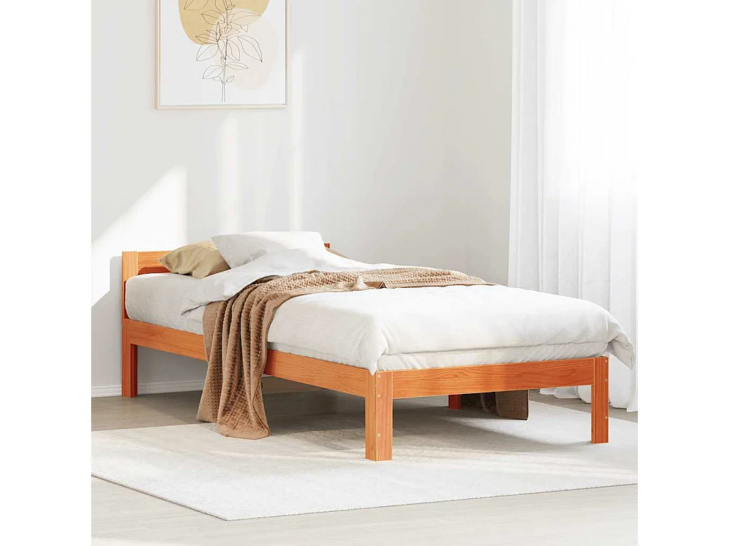 Cadre de lit sans matelas cire marron 80x200 cm bois pin massif