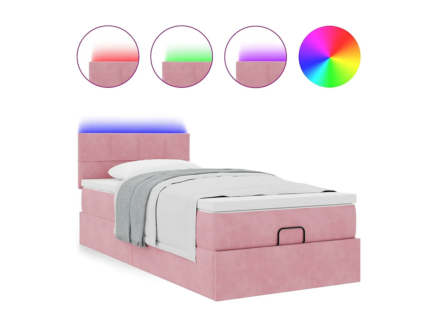 moldura de cama otomana  com colchão rosa 90x190 cm Veludo