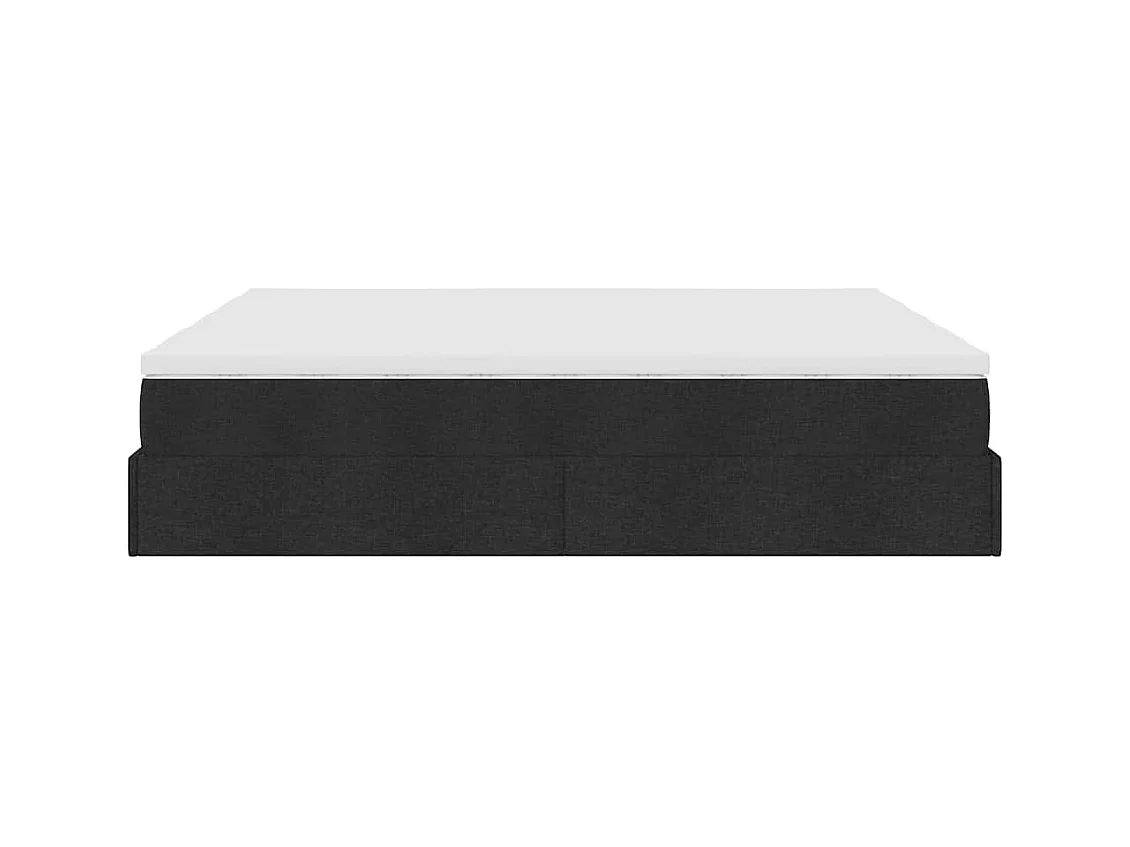Cadre de lit ottoman avec matelas noir 200x200cm tissu