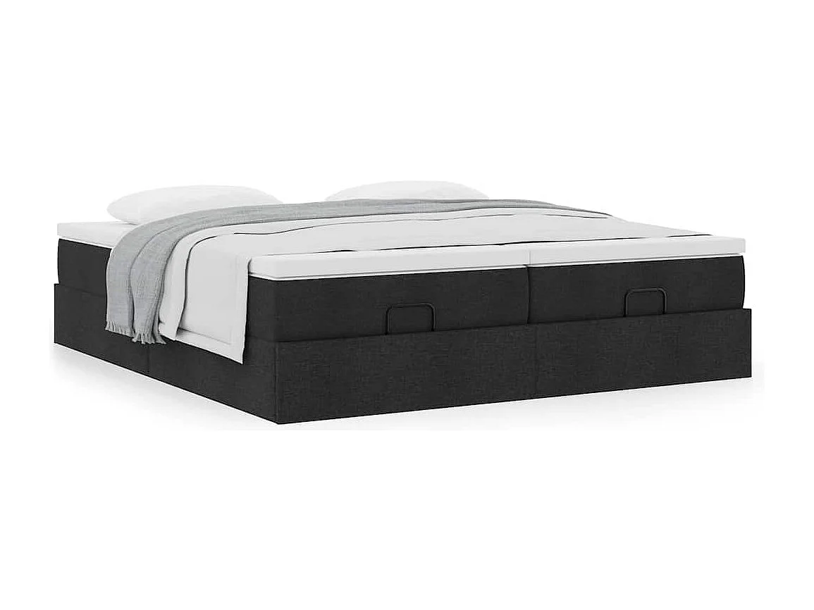 Cadre de lit ottoman avec matelas noir 200x200cm tissu