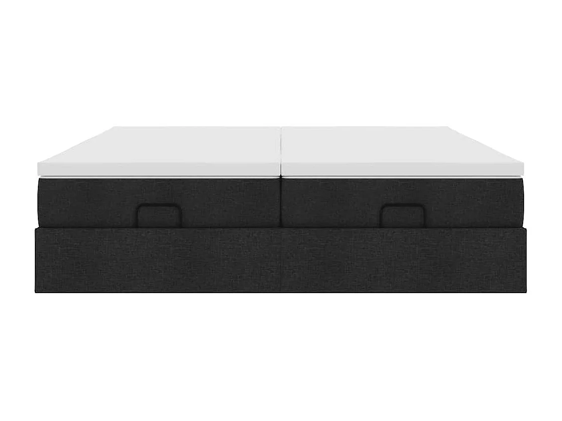 Cadre de lit ottoman avec matelas noir 200x200cm tissu