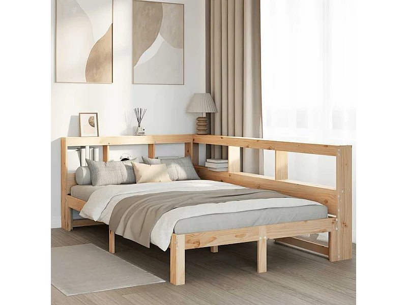 Cama con estantería sin colchón madera maciza de pino 135x190cm