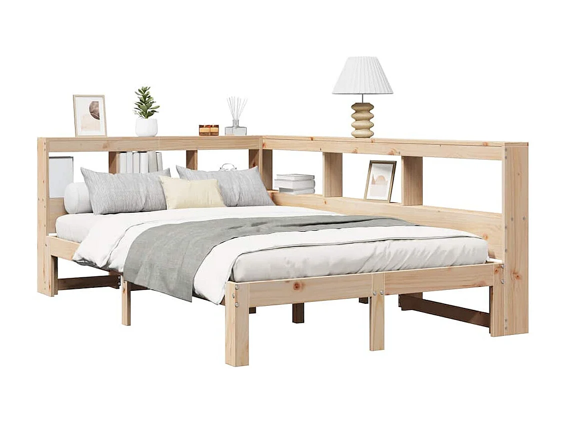 Lit bibliothèque sans matelas 135x190 cm bois de pin massif