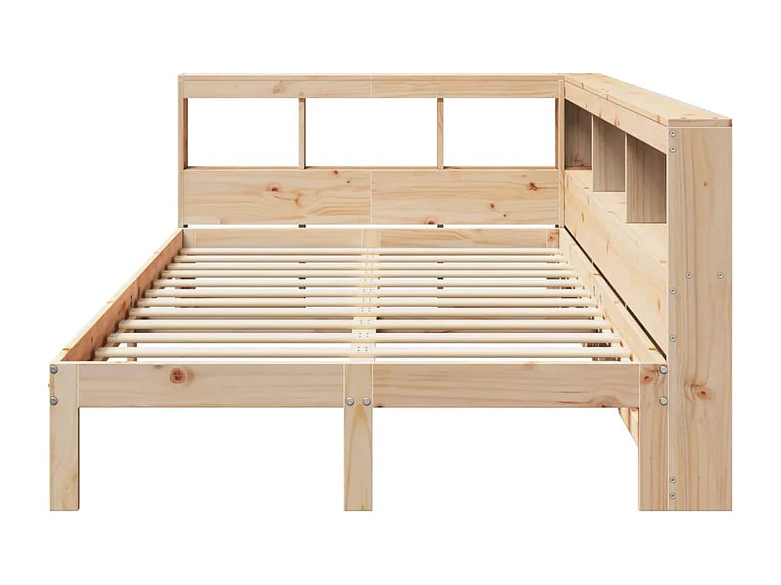 Lit bibliothèque sans matelas 135x190 cm bois de pin massif
