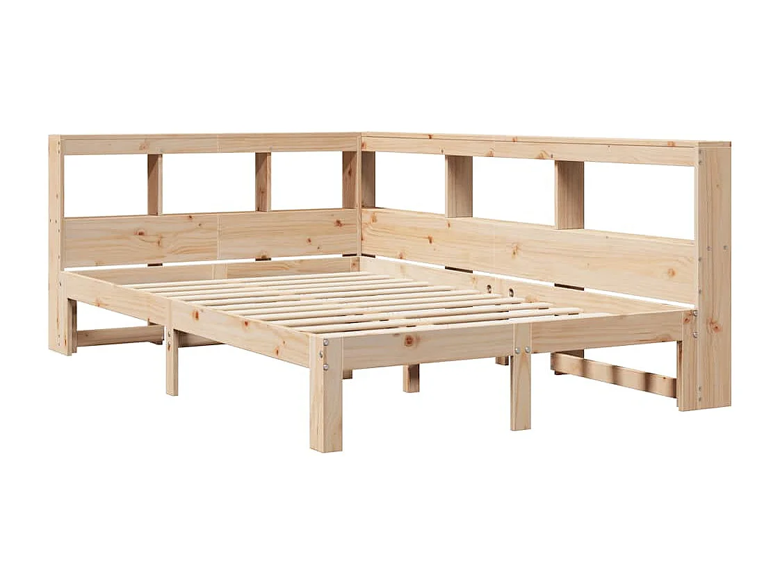 Cama con estantería sin colchón madera maciza de pino 135x190cm