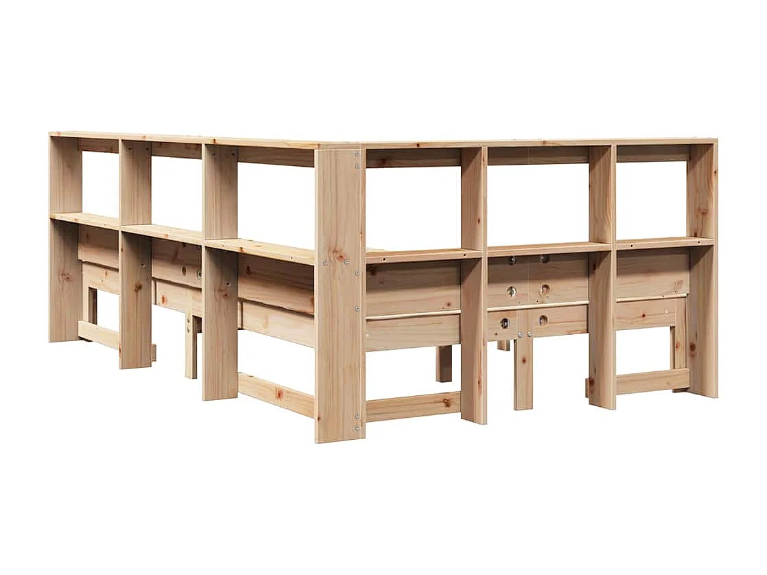 Cama con estantería sin colchón madera maciza de pino 135x190cm