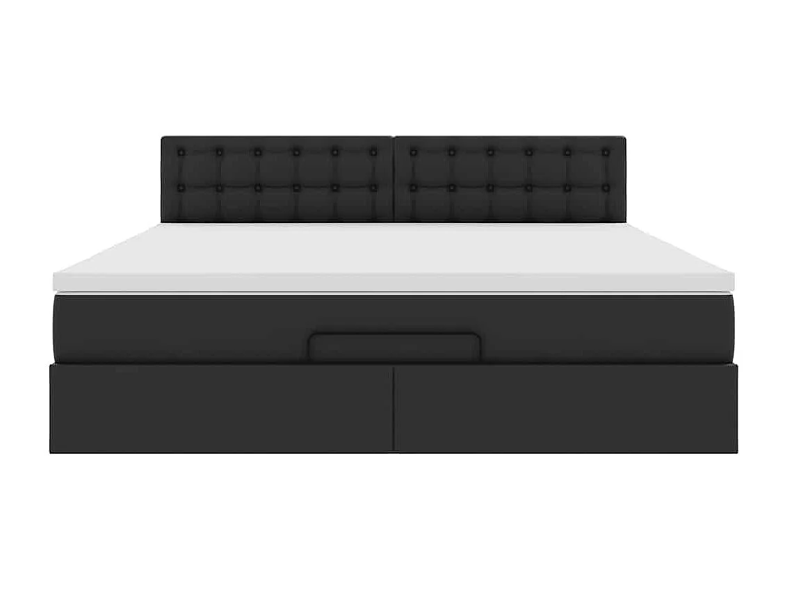 Cadre de lit ottoman avec matelas noir 160x200 cm similicuir