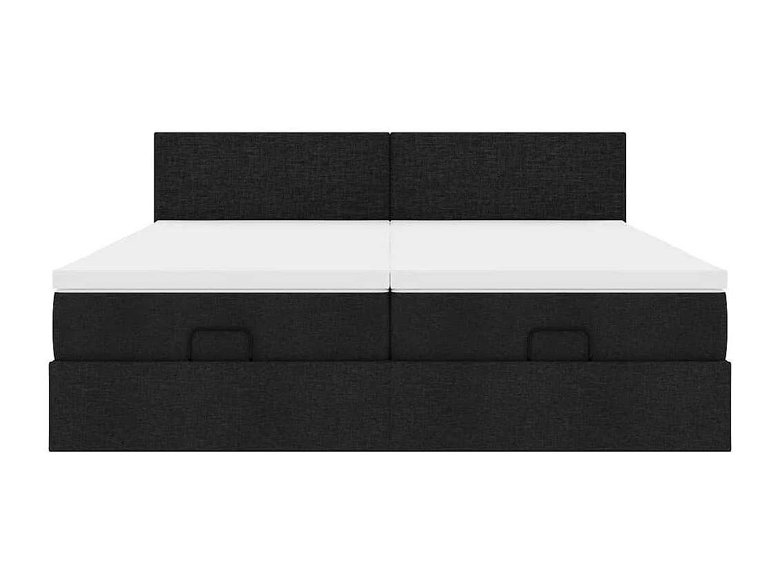 Estructura de cama otomana con colchones tela negra 200x200cm