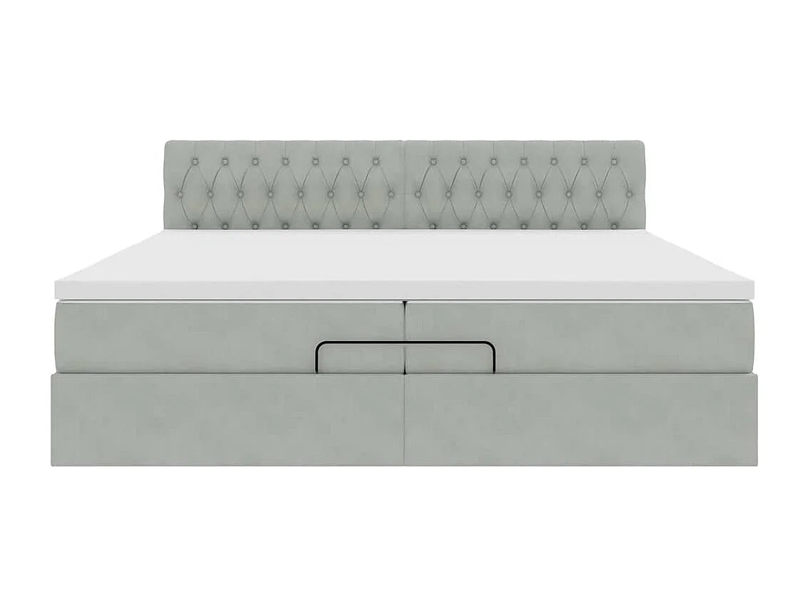 Cadre de lit ottoman avec matelas gris clair 200x200 cm velours