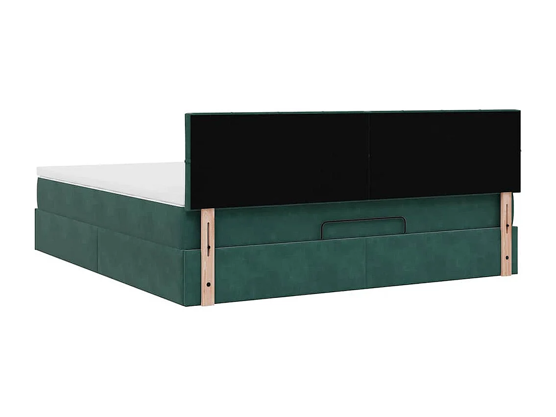 Cadre de lit ottoman avec matelas vert foncé 160x200 cm velours