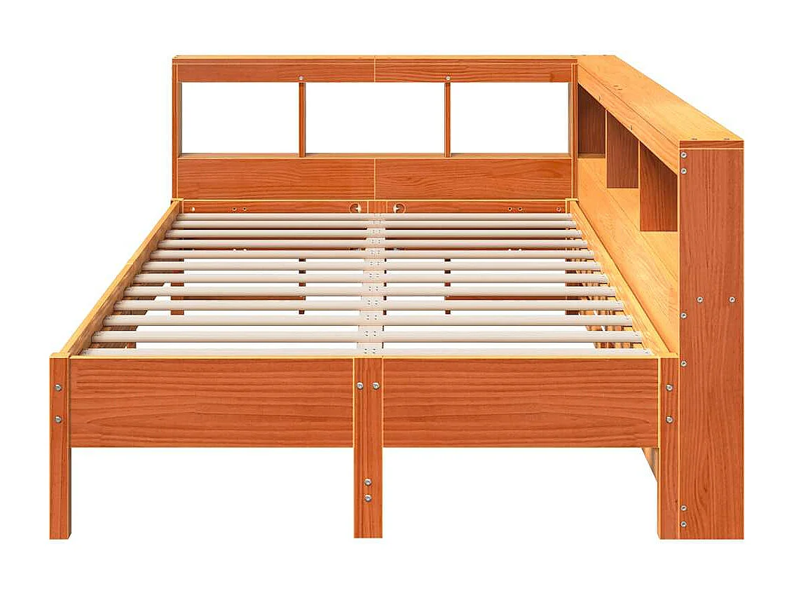 Lit bibliothèque sans matelas cire marron 120x190cm pin massif