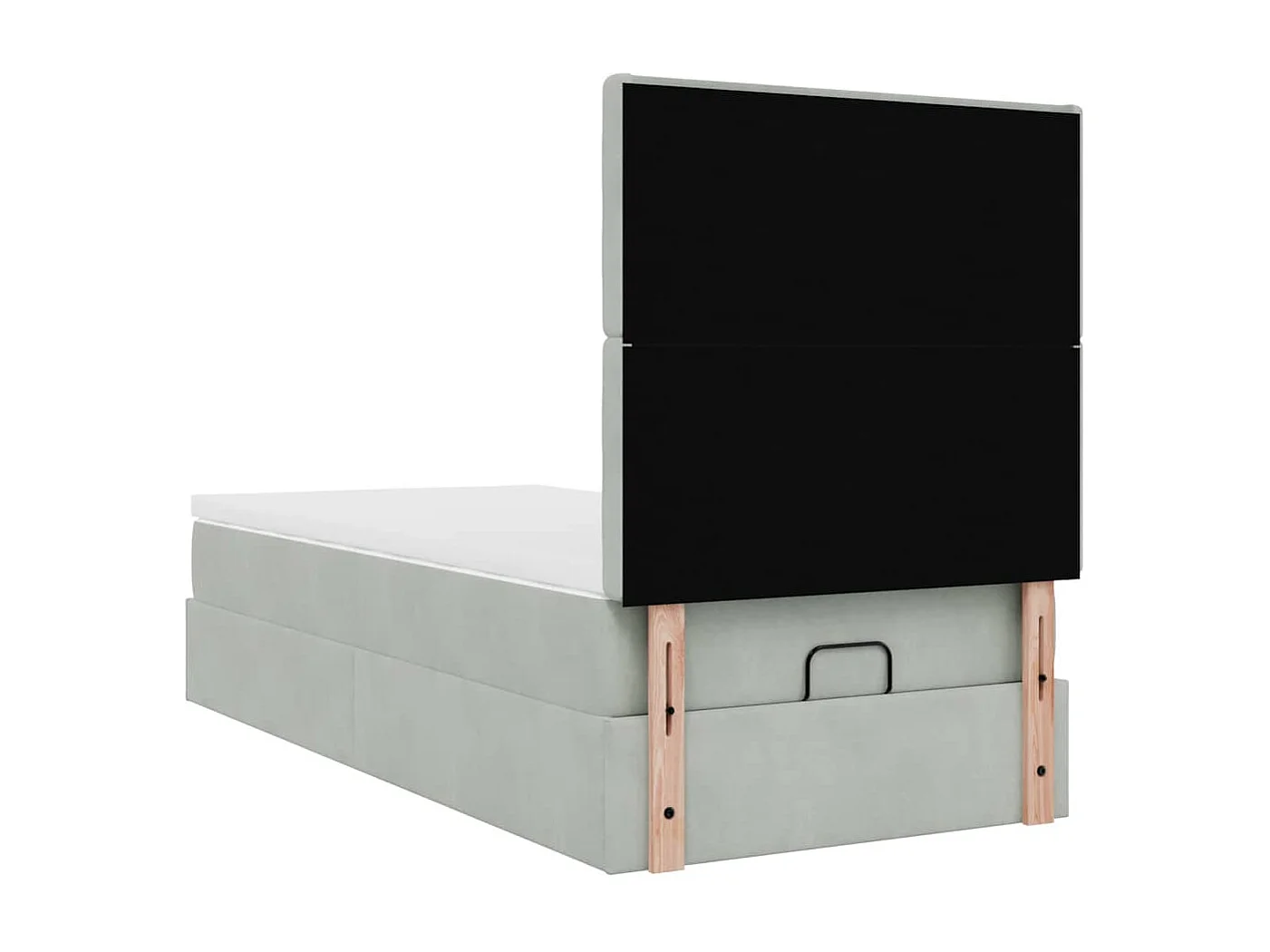 Cadre de lit ottoman et matelas gris clair 90x200 cm velours