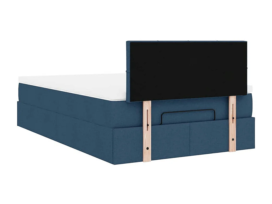 Cadre de lit ottoman avec matelas bleu 120x200 cm tissu